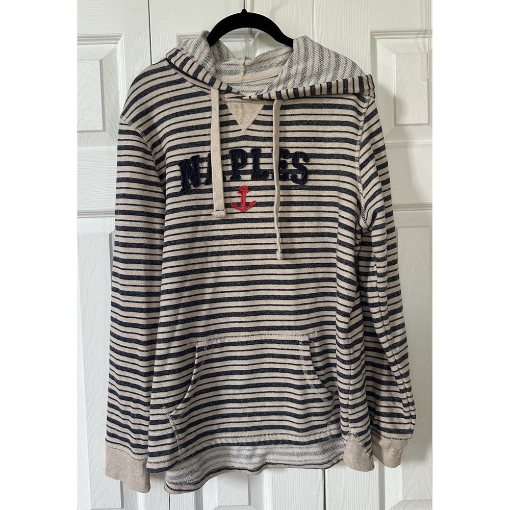 BLUE 84 WOMEN'S STRIPED PULLOVER HOODIE SIZE XL Naples Florida Nautical Anchor